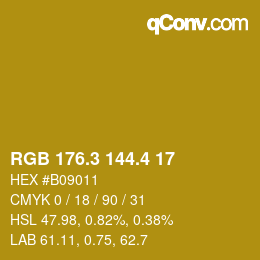 カラーコード: RGB 176.3 144.4 17 | qconv.com