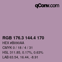 カラーコード: RGB 176.3 144.4 170 | qconv.com