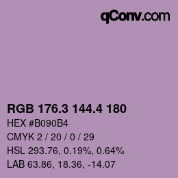 カラーコード: RGB 176.3 144.4 180 | qconv.com