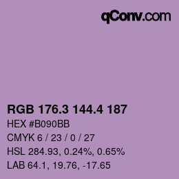 カラーコード: RGB 176.3 144.4 187 | qconv.com