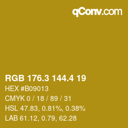カラーコード: RGB 176.3 144.4 19 | qconv.com