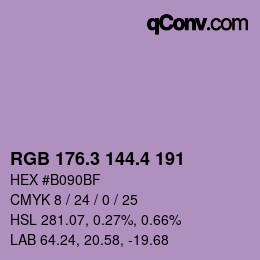 カラーコード: RGB 176.3 144.4 191 | qconv.com