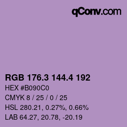 カラーコード: RGB 176.3 144.4 192 | qconv.com