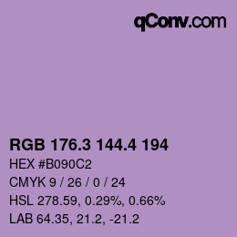 カラーコード: RGB 176.3 144.4 194 | qconv.com
