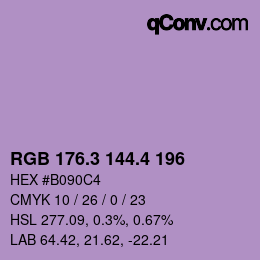カラーコード: RGB 176.3 144.4 196 | qconv.com
