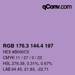カラーコード: RGB 176.3 144.4 197 | qconv.com