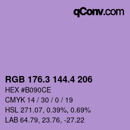 カラーコード: RGB 176.3 144.4 206 | qconv.com