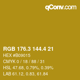 カラーコード: RGB 176.3 144.4 21 | qconv.com