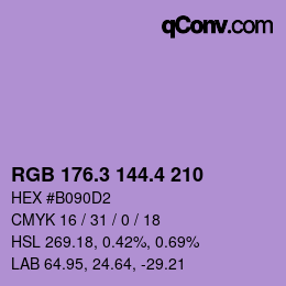 カラーコード: RGB 176.3 144.4 210 | qconv.com