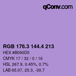 カラーコード: RGB 176.3 144.4 213 | qconv.com