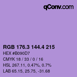 カラーコード: RGB 176.3 144.4 215 | qconv.com
