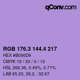 カラーコード: RGB 176.3 144.4 217 | qconv.com