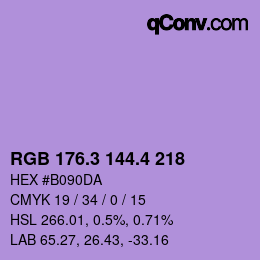 カラーコード: RGB 176.3 144.4 218 | qconv.com