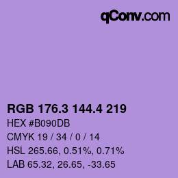 カラーコード: RGB 176.3 144.4 219 | qconv.com