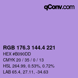 カラーコード: RGB 176.3 144.4 221 | qconv.com