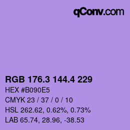 カラーコード: RGB 176.3 144.4 229 | qconv.com