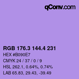 カラーコード: RGB 176.3 144.4 231 | qconv.com