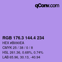 カラーコード: RGB 176.3 144.4 234 | qconv.com