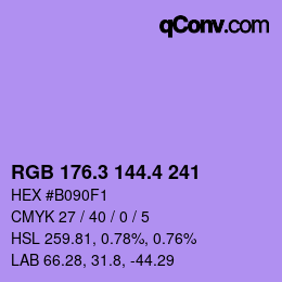 カラーコード: RGB 176.3 144.4 241 | qconv.com
