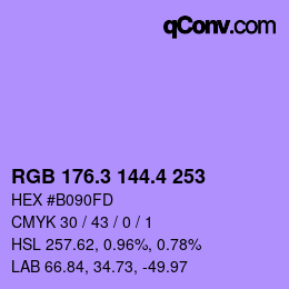 カラーコード: RGB 176.3 144.4 253 | qconv.com