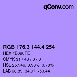 カラーコード: RGB 176.3 144.4 254 | qconv.com