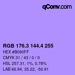 カラーコード: RGB 176.3 144.4 255 | qconv.com