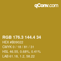 カラーコード: RGB 176.3 144.4 34 | qconv.com