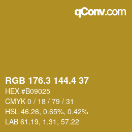 カラーコード: RGB 176.3 144.4 37 | qconv.com