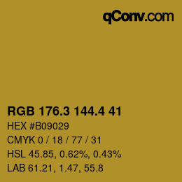 カラーコード: RGB 176.3 144.4 41 | qconv.com