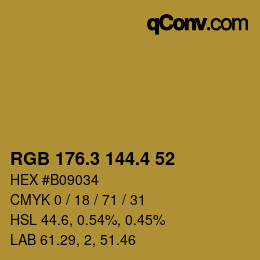 カラーコード: RGB 176.3 144.4 52 | qconv.com