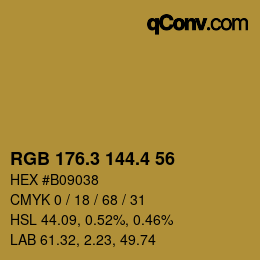 カラーコード: RGB 176.3 144.4 56 | qconv.com