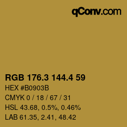 カラーコード: RGB 176.3 144.4 59 | qconv.com