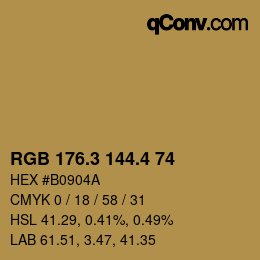 カラーコード: RGB 176.3 144.4 74 | qconv.com