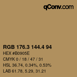 カラーコード: RGB 176.3 144.4 94 | qconv.com