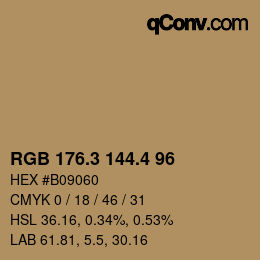 カラーコード: RGB 176.3 144.4 96 | qconv.com