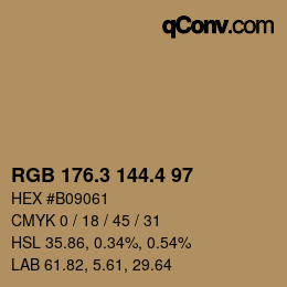カラーコード: RGB 176.3 144.4 97 | qconv.com