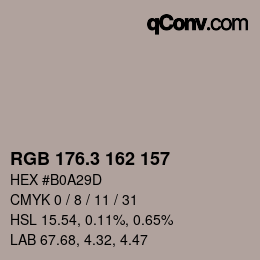 カラーコード: RGB 176.3 162 157 | qconv.com
