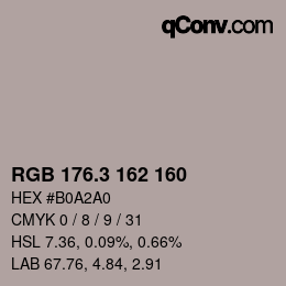 カラーコード: RGB 176.3 162 160 | qconv.com