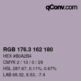カラーコード: RGB 176.3 162 180 | qconv.com
