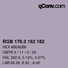 カラーコード: RGB 176.3 162 182 | qconv.com