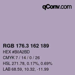 カラーコード: RGB 176.3 162 189 | qconv.com