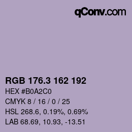カラーコード: RGB 176.3 162 192 | qconv.com