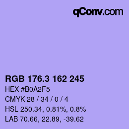 カラーコード: RGB 176.3 162 245 | qconv.com