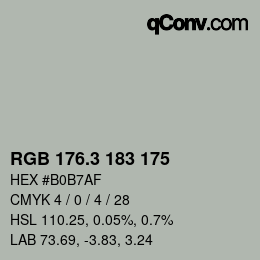 カラーコード: RGB 176.3 183 175 | qconv.com