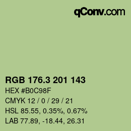 カラーコード: RGB 176.3 201 143 | qconv.com