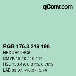 カラーコード: RGB 176.3 219 198 | qconv.com