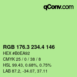 カラーコード: RGB 176.3 234.4 146 | qconv.com