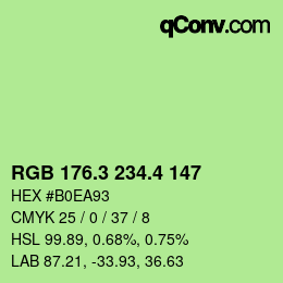カラーコード: RGB 176.3 234.4 147 | qconv.com