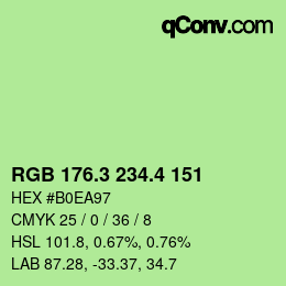 カラーコード: RGB 176.3 234.4 151 | qconv.com
