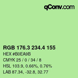 カラーコード: RGB 176.3 234.4 155 | qconv.com